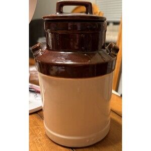 Royal Crownford Ironstone England BROWN TAN Milk Jug Cookie Jar 8 1/2" Tall USA
